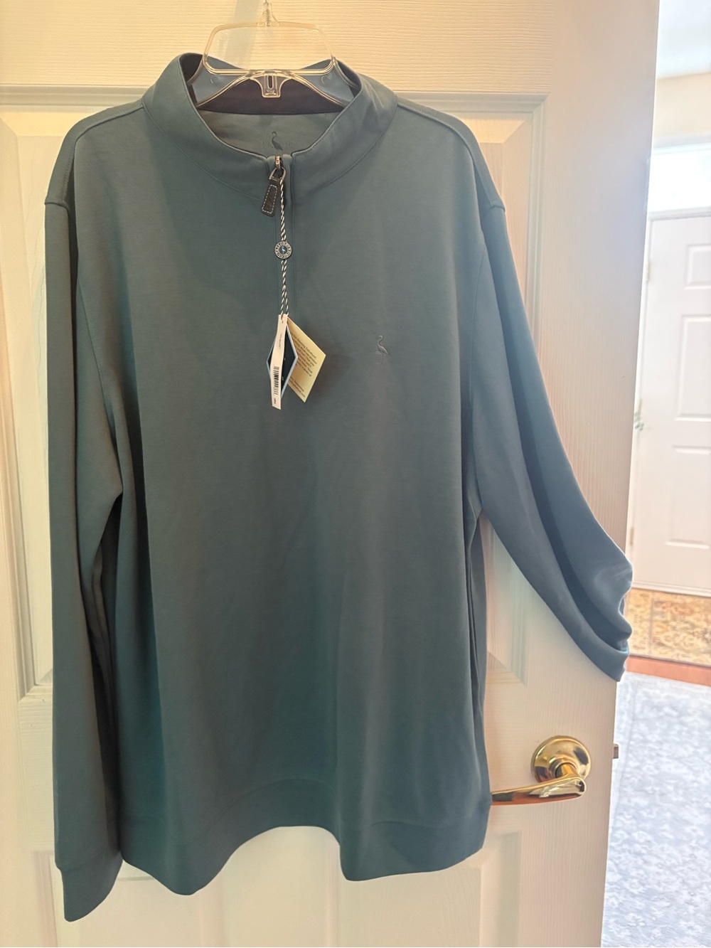 Tailorbyrd Men's Half-Zip Pullover Sweater in Slate Blue-Green